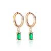 Ever Jewellery Women's Gold / Green Luxe Gold Emerald Drop Huggie Hoop Earrings In Multi