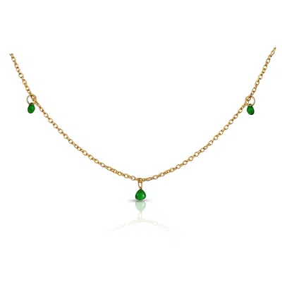 Ever Jewellery Women's Gold / Green Off Duty Emerald Gold Necklace In Multi