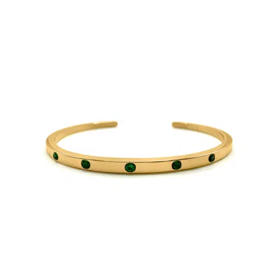 Ever Jewellery Women's Gold / Green Playmaker Gold Cuff Bracelet In Multi