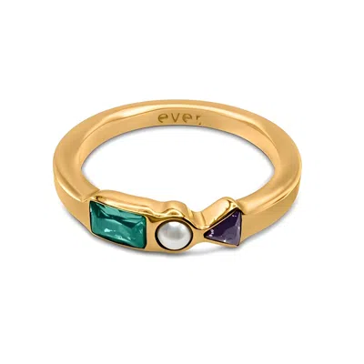 Ever Jewellery Women's Gold / Green / Purple Apex Ring