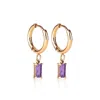 Ever Jewellery Women's Gold / Purple Luxe Gold Amethyst Drop Huggie Earrings In Multi