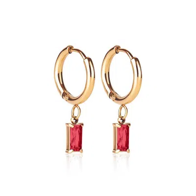Ever Jewellery Women's Gold / Red Luxe Gold Drop Earrings - Garnet In Multi