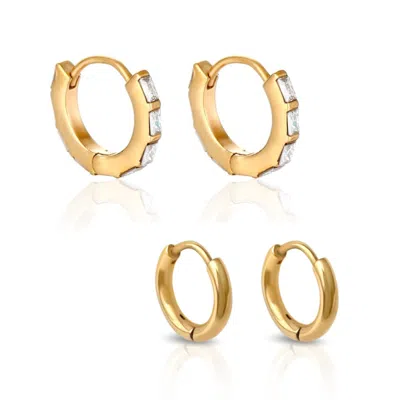 Ever Jewellery Women's Gold Undefeated Hoops + Metro Sleepers Bundle