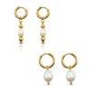 Ever Jewellery Women's Gold / White Pearl Gold Earrings Bundle Set In Multi