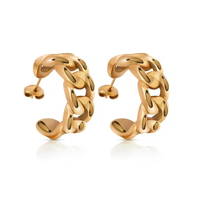 Ever Jewellery Women's Groove Gold Hoop Earrings