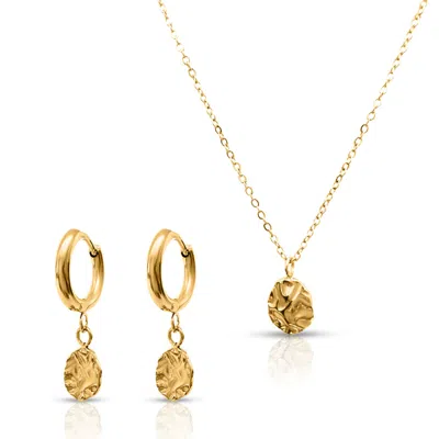 Ever Jewellery Women's Harmony Huggies + Necklace Gold Bundle Set