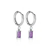 Ever Jewellery Women's Luxe Silver Amethyst Drop Huggie Earrings In Silver