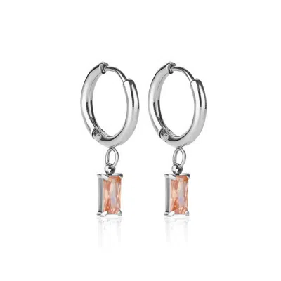 Ever Jewellery Women's Luxe Silver Drop Earrings - Peach