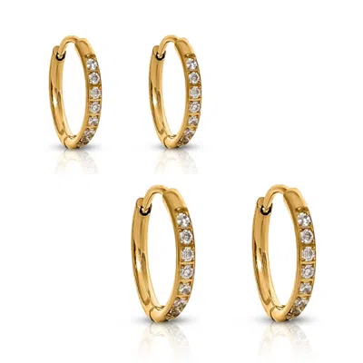 Ever Jewellery Women's Transition Sleeper Gold Earrings Bundle