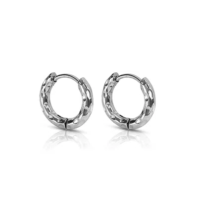 Ever Jewellery Women's Wave Silver Huggie Earrings