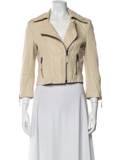 Pre-owned Ever Lamb Leather Biker Jacket In Neutral