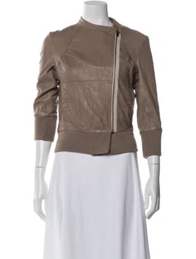 Pre-owned Ever Lambskin Biker Jacket In Neutral