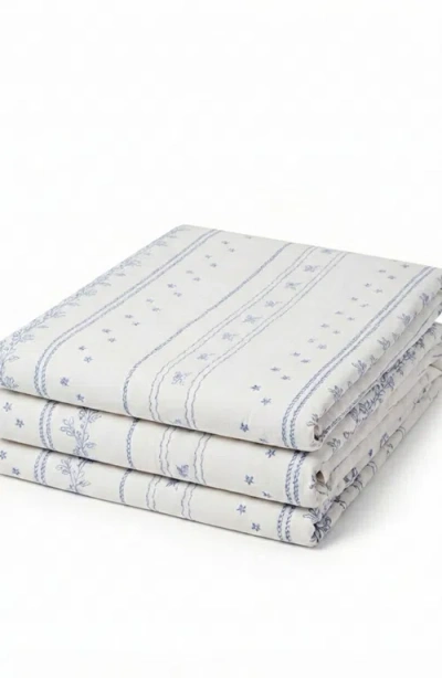 Ever Lasting Embroidered French Lace Ruffle Duvet Cover In Blue