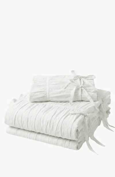Ever Lasting Ruffle Bedding Set With Ties In White