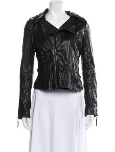 Pre-owned Ever Leather Biker Jacket In Black