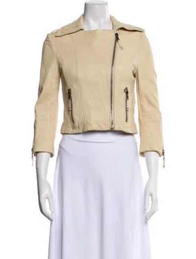 Pre-owned Ever Leather Biker Jacket In Neutral