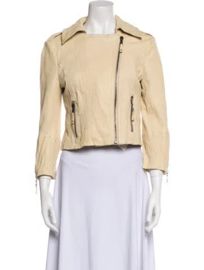 Pre-owned Ever Leather Biker Jacket In Neutral