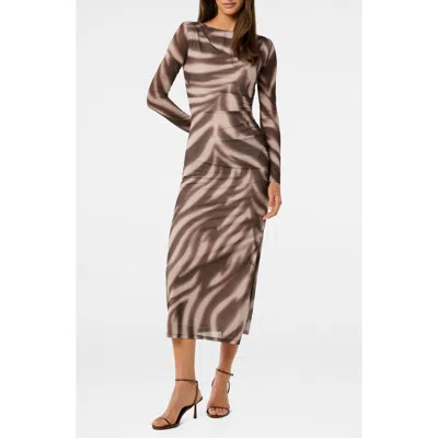 Ever New Alannah Floral Long Sleeve Mesh Midi Dress In Brown