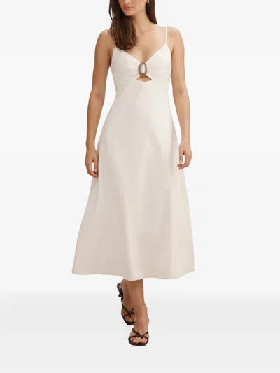 Ever New Alice Gathered Hardware-detail Midi Dress In Yellow