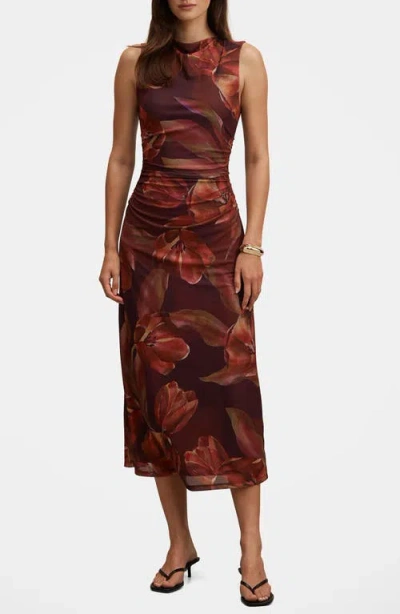 Ever New Allegra Mesh Midi Dress In Brown