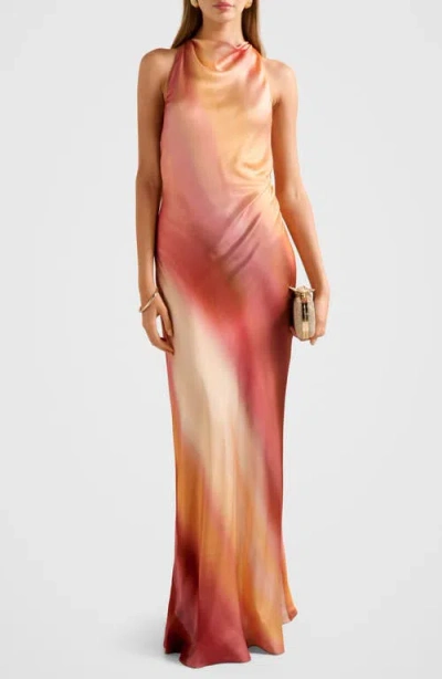 Ever New Andie Satin Open Back Maxi Dress In Multi