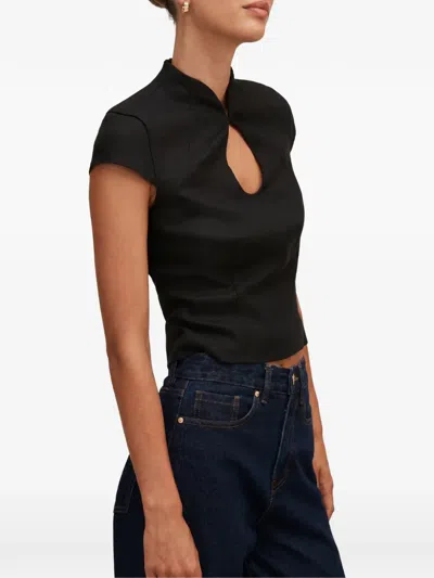 Ever New Ayla Keyhole Linen Top In Animal Print