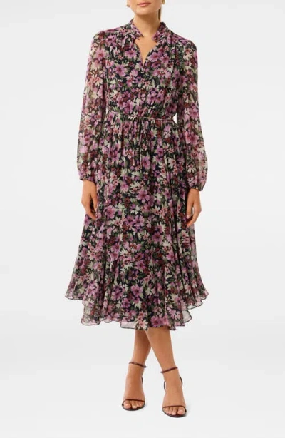 Ever New Balwyn Floral Print Long Sleeve Midi Dress In Millard Daisy