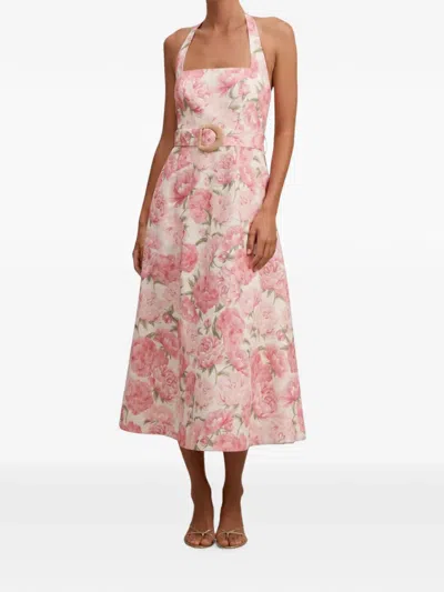 Ever New Blossom Floral-print Belted Midi Dress In Pink