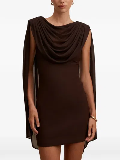 Ever New Bowie Shawl-detail Mini Dress In Brown