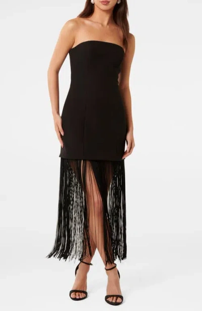 Ever New Brodie Strapless Fringe Dress In Black