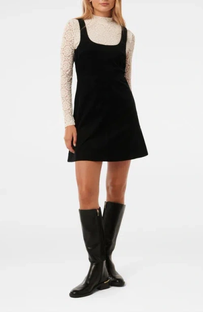 Ever New Camille Long-sleeve Corduroy Minidress In Black/white
