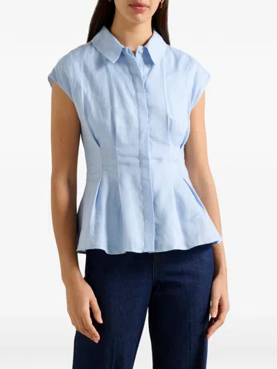 Ever New Carina Pleated Shirt In Blue