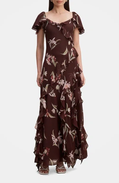 Ever New Claudie Ruffle Maxi Dress In Brown