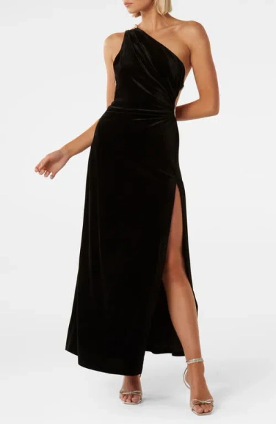 Ever New Costanza Diamante Strap Velvet Gown In Black
