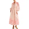 Ever New Courtney Placed Floral Long Sleeve Dress In Orange