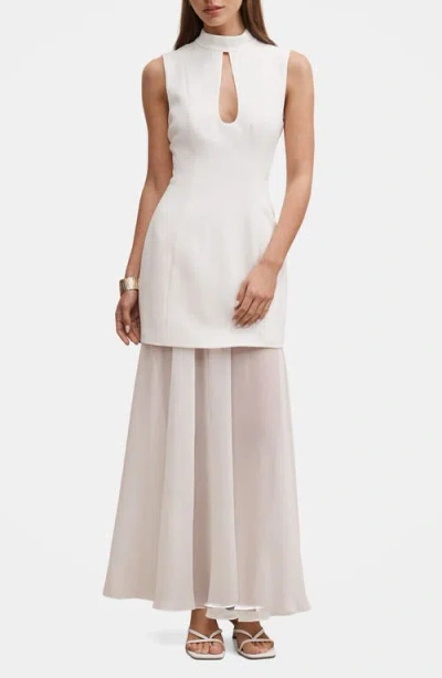 Ever New Cutout High Neck Chiffon Maxi Dress In White