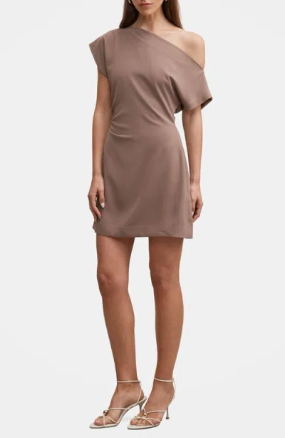 Ever New Danielle One-shoulder Minidress In Brown