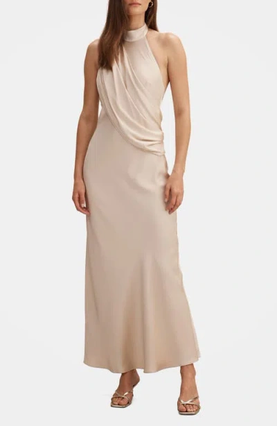 Ever New Diane Drape Halter Gown In Neutral