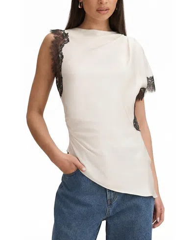 Ever New Dixie Asymmetric Lace Top In Neutral