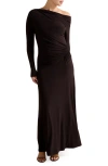 Ever New Dixie One-shoulder Long Sleeve Ruched Maxi Dress In Purple