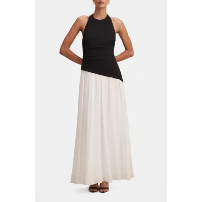 Ever New Elise Halter Neck Mixed Media Dress In Black