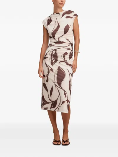 Ever New Emery Ruched Midi Dress In Neutral