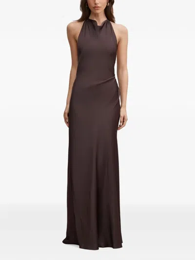 Ever New Halter-neck Back-tie Maxi Dress In Brown