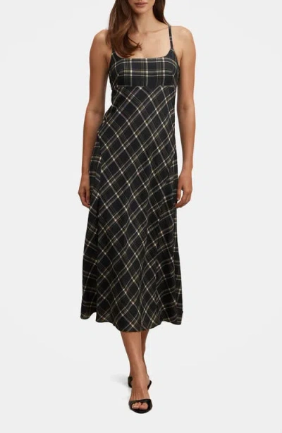 Ever New Harley Check Godet Midi Dress In Black
