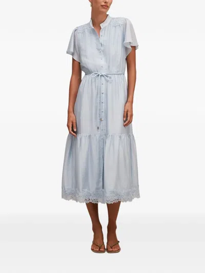 Ever New Harriet Lace-trim Embroidered Midi Dress In Blue
