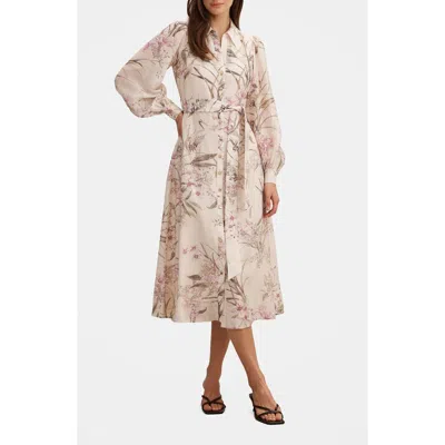 Ever New Hazel Long Sleeve Floral Print Midi Shirtdress In Multi