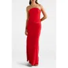 Ever New Isra Draped Waist Strapless Gown In Red