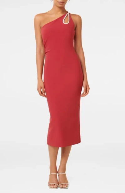 Ever New Jasmine One-shoulder Cocktail Midi Dress In Red