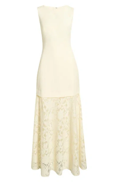 Ever New Joan Mixed Media Lace Midi Dress In Neutral