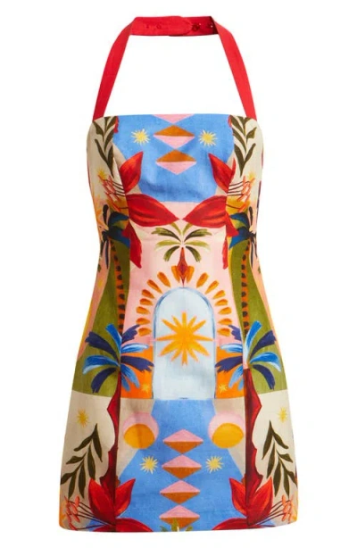 Ever New Keely Mixed Print Linen Blend Halter Neck Dress In Multi
